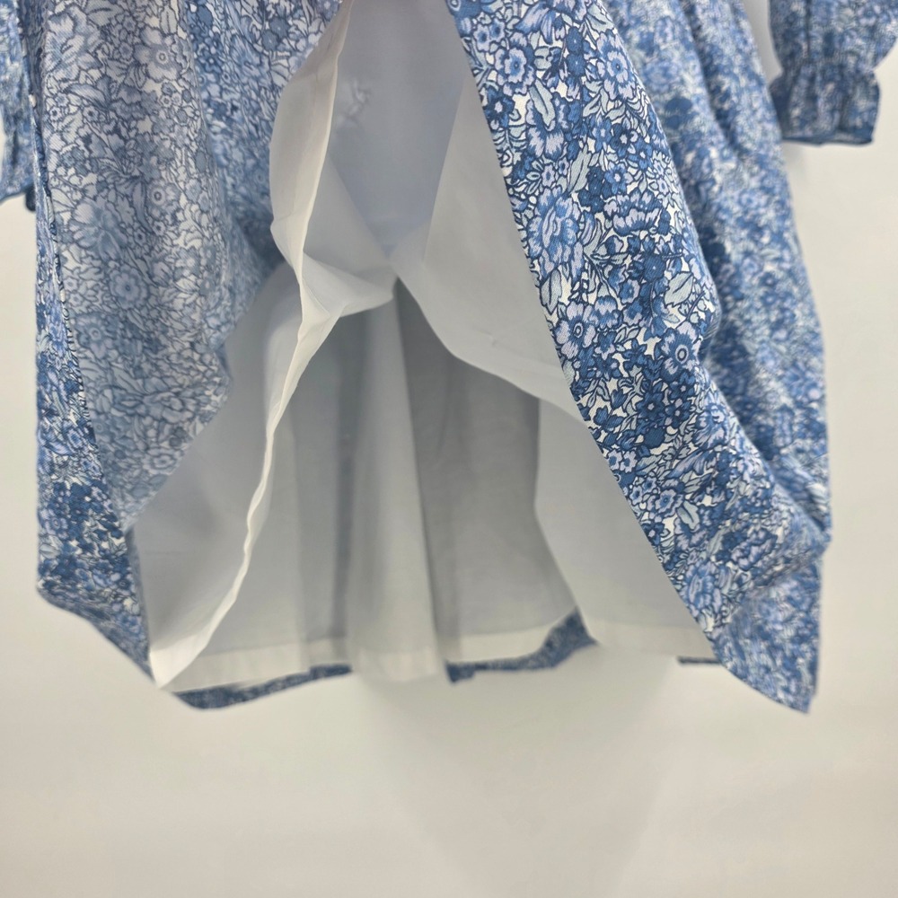 NEW PEPA LONDON DAPHNE FLORAL SMOCKED DRESS GIRLS 6Y BLUE FRILL LONG SLEEVE $410 - Picture 9 of 16